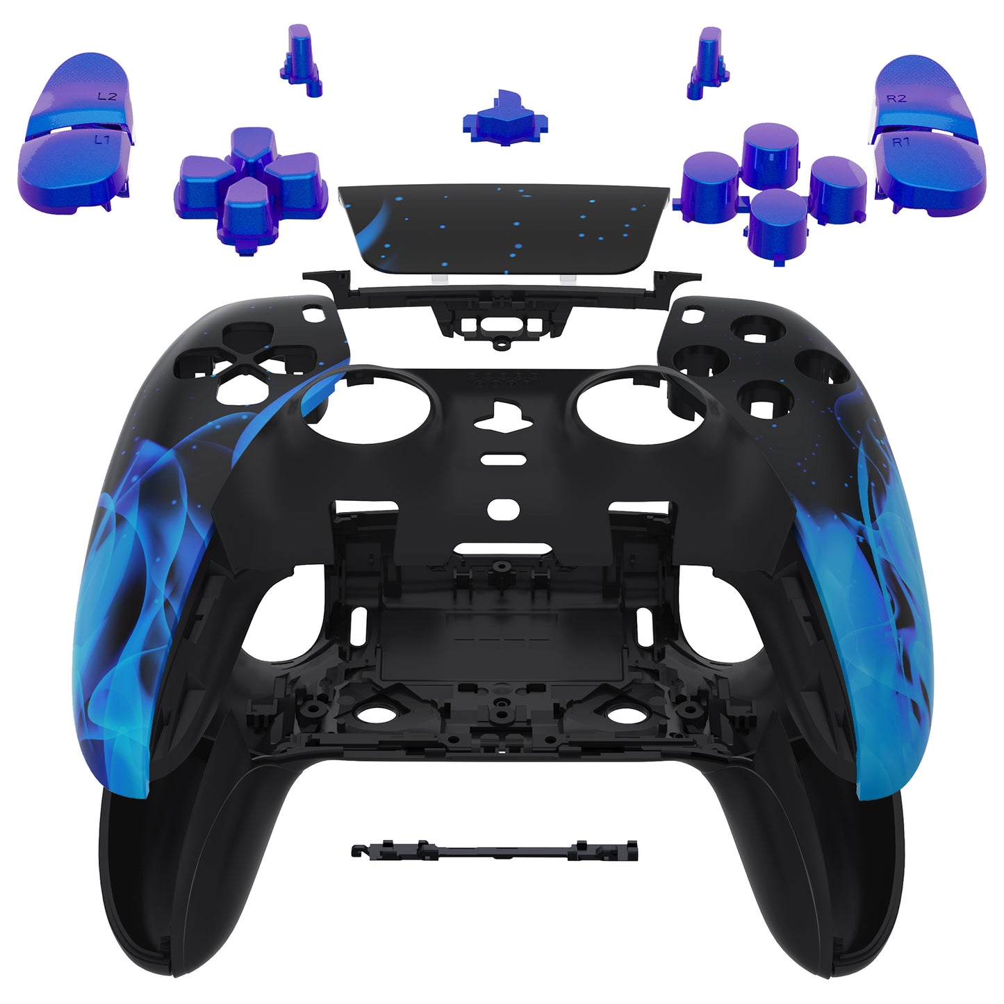 eXtremeRate Replacement Full Set Shells with Buttons Compatible with PS5 Edge Controller - Blue Flame