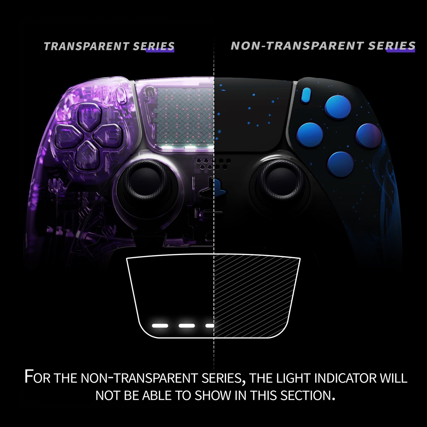 eXtremeRate Replacement Full Set Shells with Buttons Compatible with PS5 Edge Controller - Blue Flame