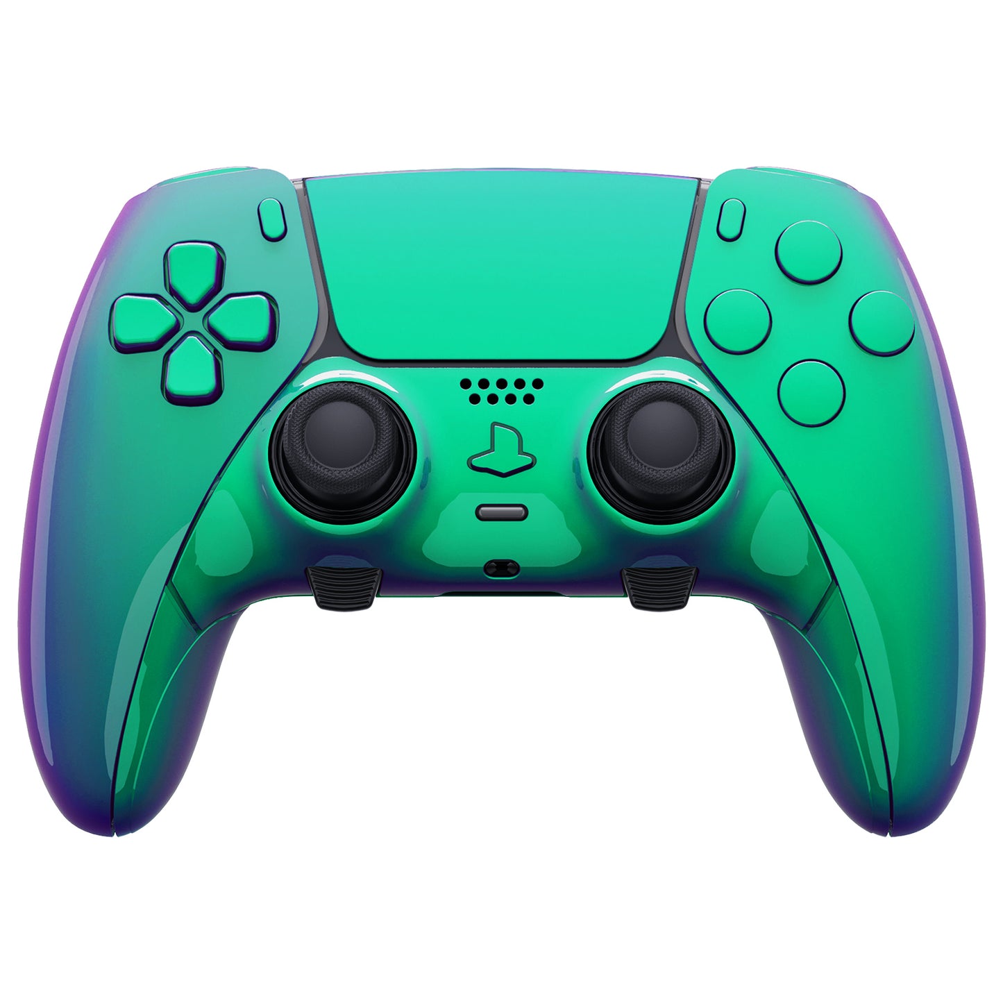 eXtremeRate Replacement Full Set Shells with Buttons Compatible with PS5 Edge Controller - Chameleon Green Purple