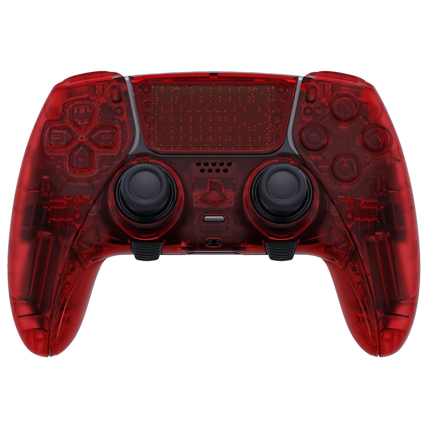 eXtremeRate Replacement Full Set Shells with Buttons Compatible with PS5 Edge Controller - Clear Red