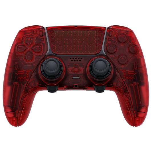 eXtremeRate Replacement Full Set Shells with Buttons Compatible with PS5 Edge Controller - Clear Red