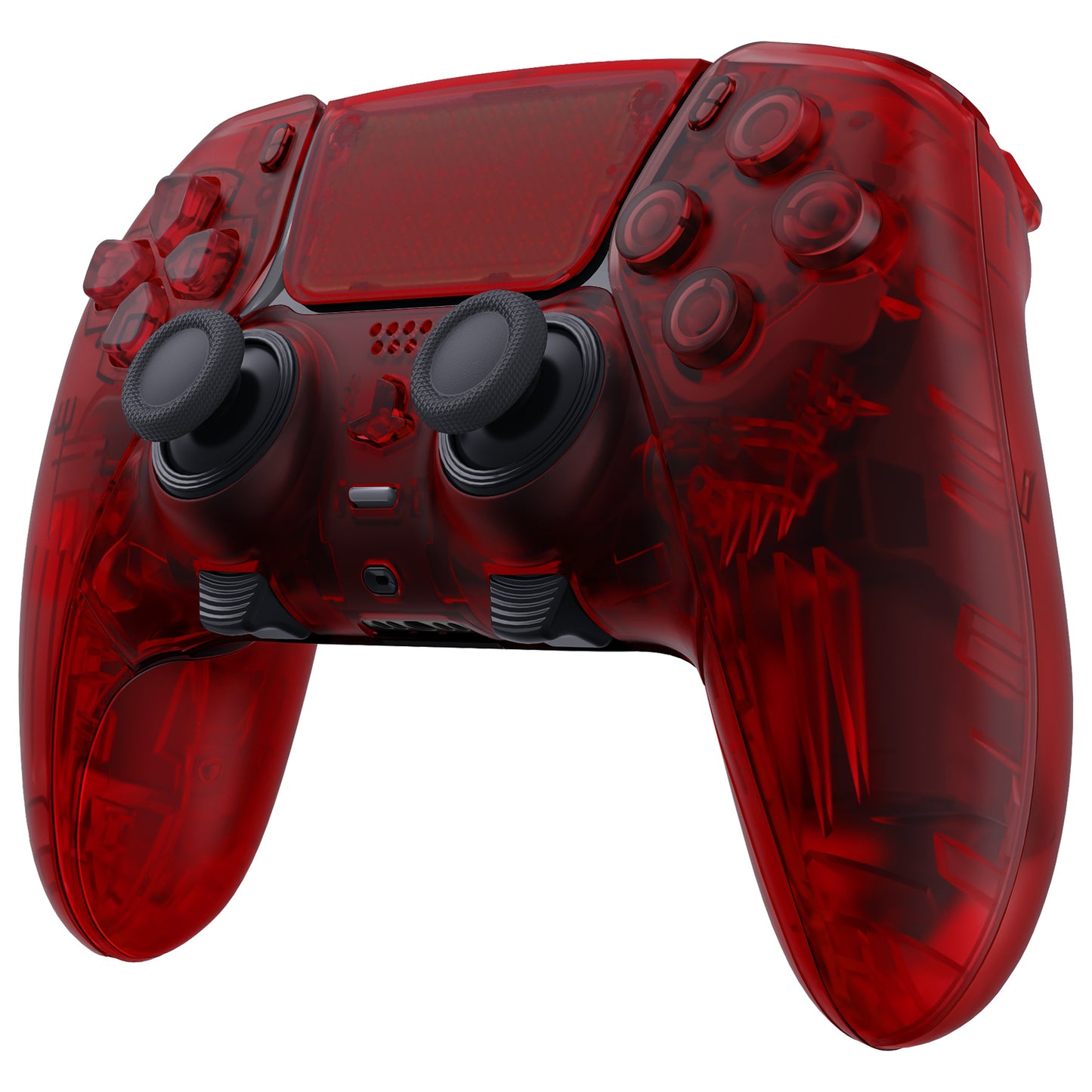 eXtremeRate Replacement Full Set Shells with Buttons Compatible with PS5 Edge Controller - Clear Red