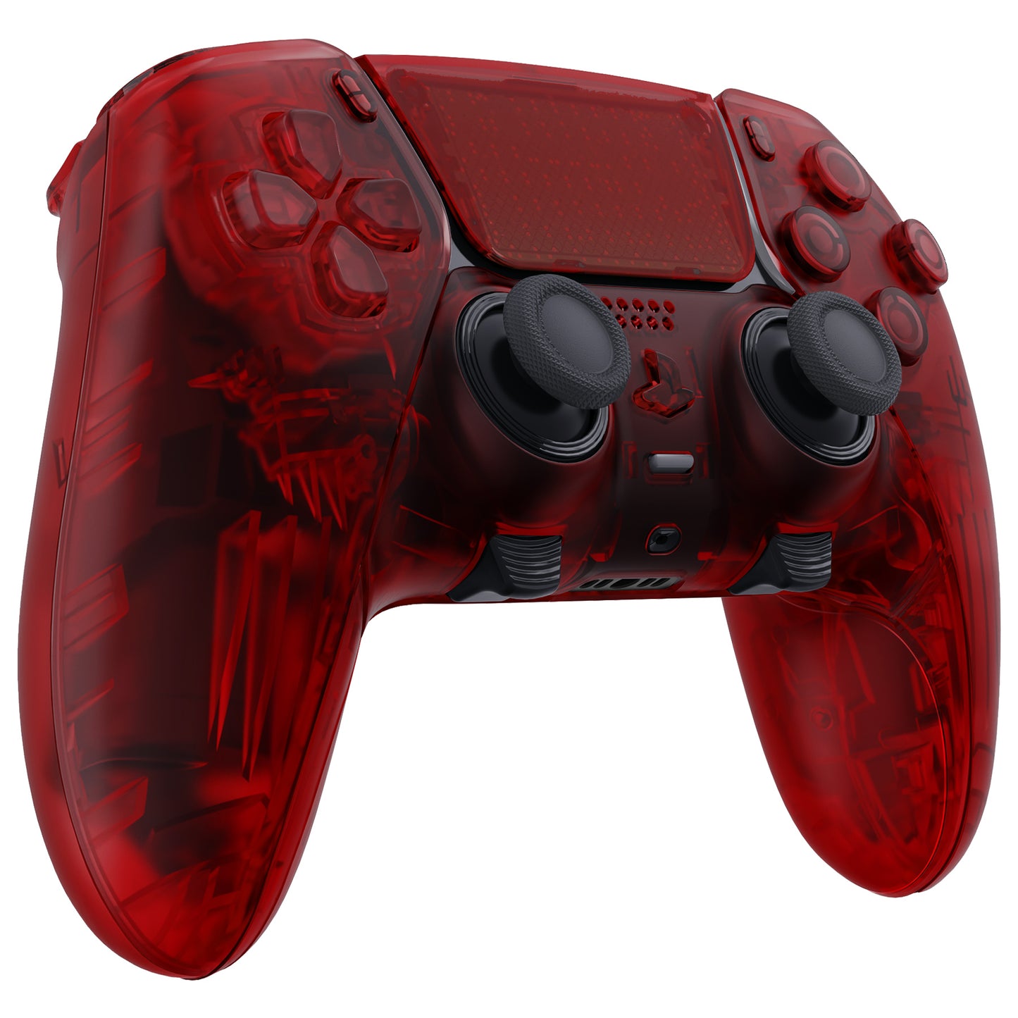 eXtremeRate Replacement Full Set Shells with Buttons Compatible with PS5 Edge Controller - Clear Red