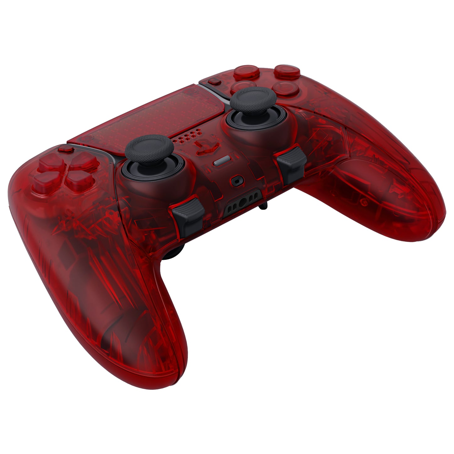 eXtremeRate Replacement Full Set Shells with Buttons Compatible with PS5 Edge Controller - Clear Red