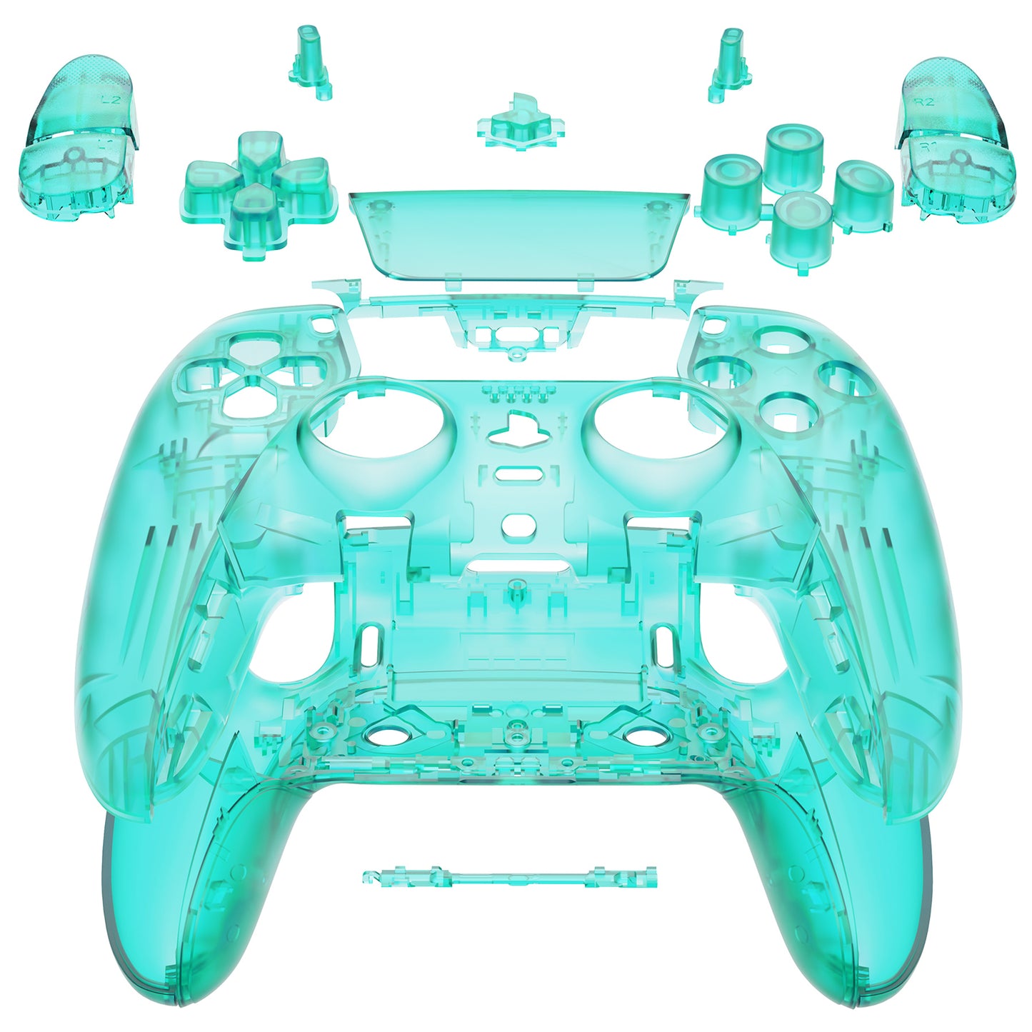 eXtremeRate Replacement Full Set Shells with Buttons Compatible with PS5 Edge Controller - Emerald Green