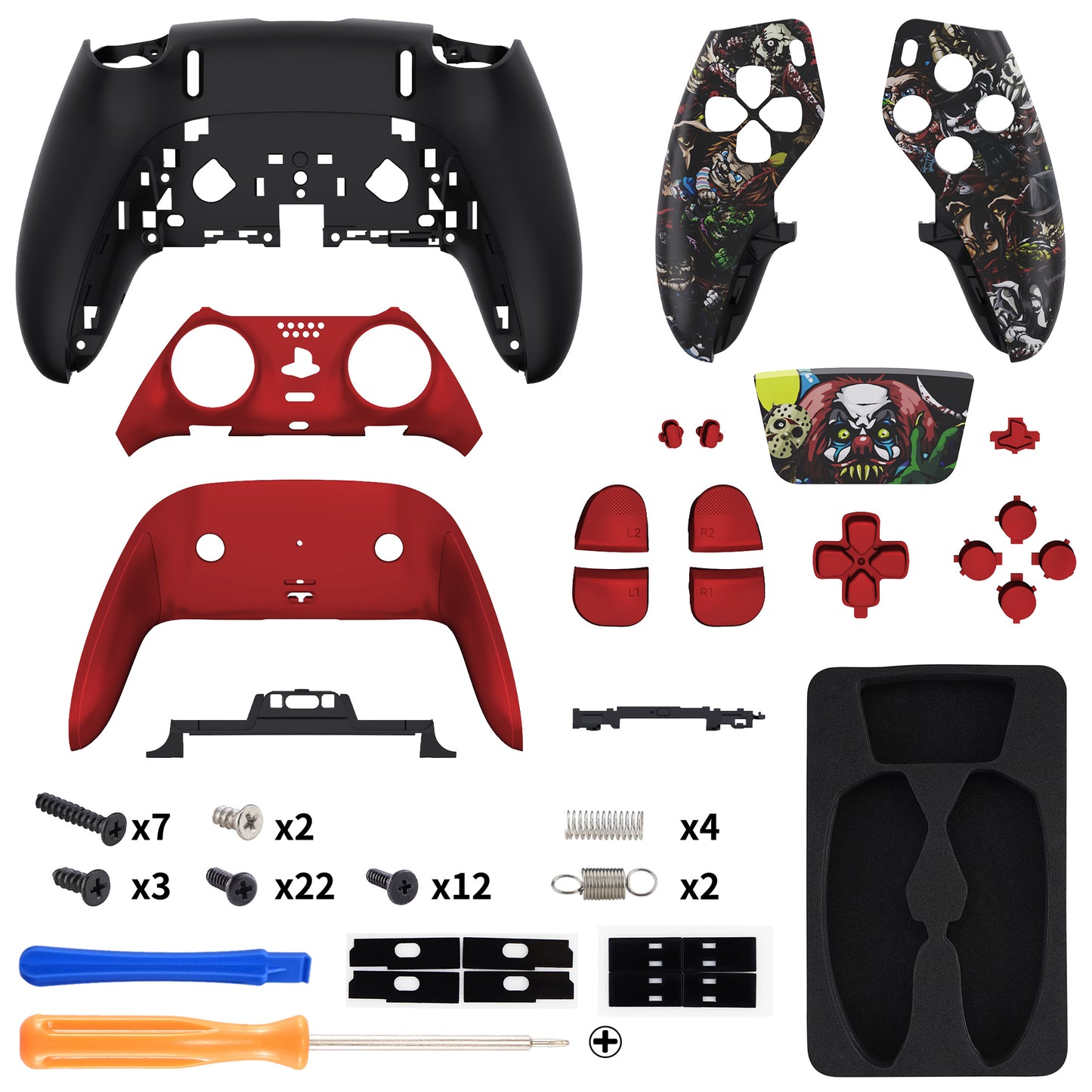 eXtremeRate Replacement Full Set Shells with Buttons Compatible with PS5 Edge Controller - Scary Party