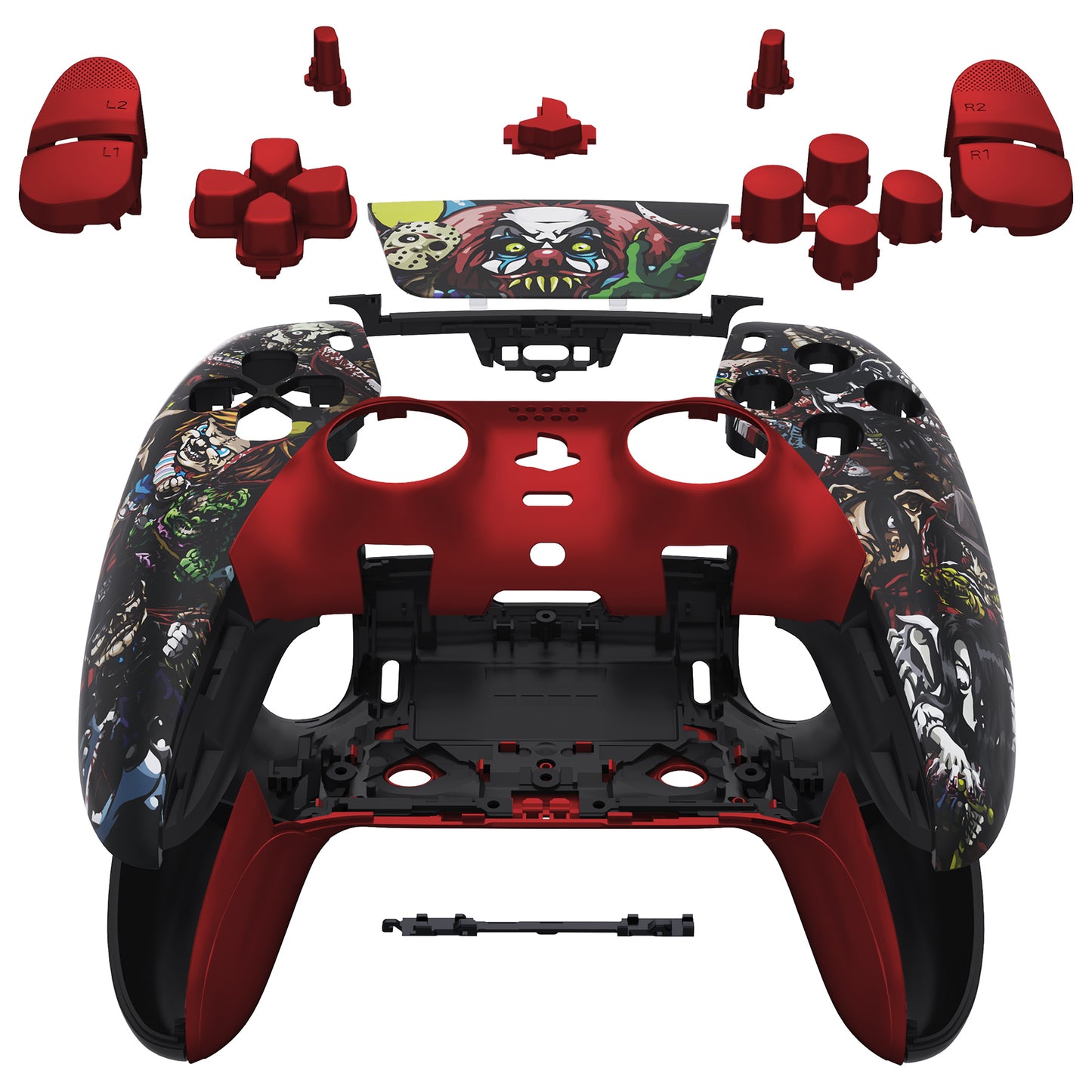 eXtremeRate Replacement Full Set Shells with Buttons Compatible with PS5 Edge Controller - Scary Party