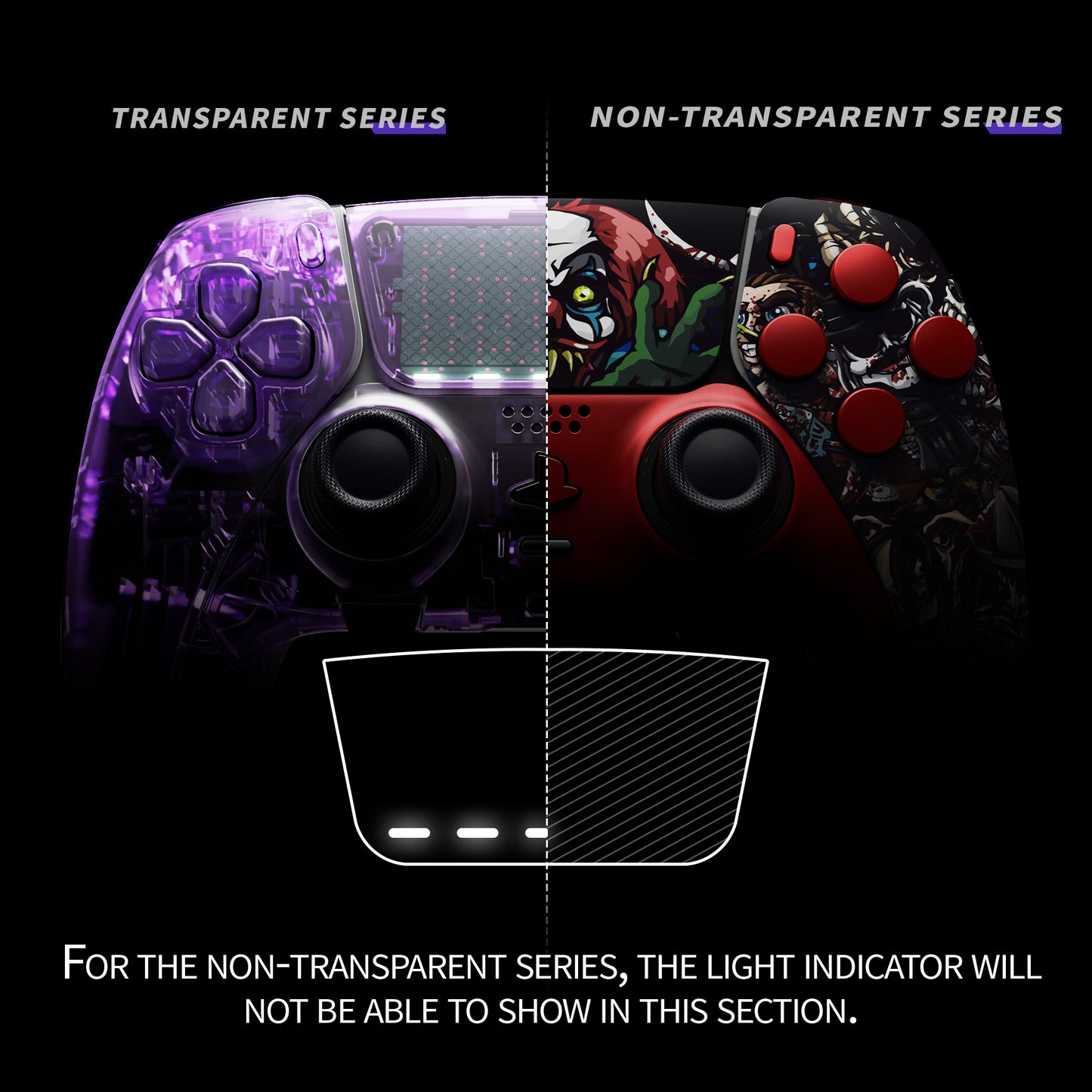 eXtremeRate Replacement Full Set Shells with Buttons Compatible with PS5 Edge Controller - Scary Party