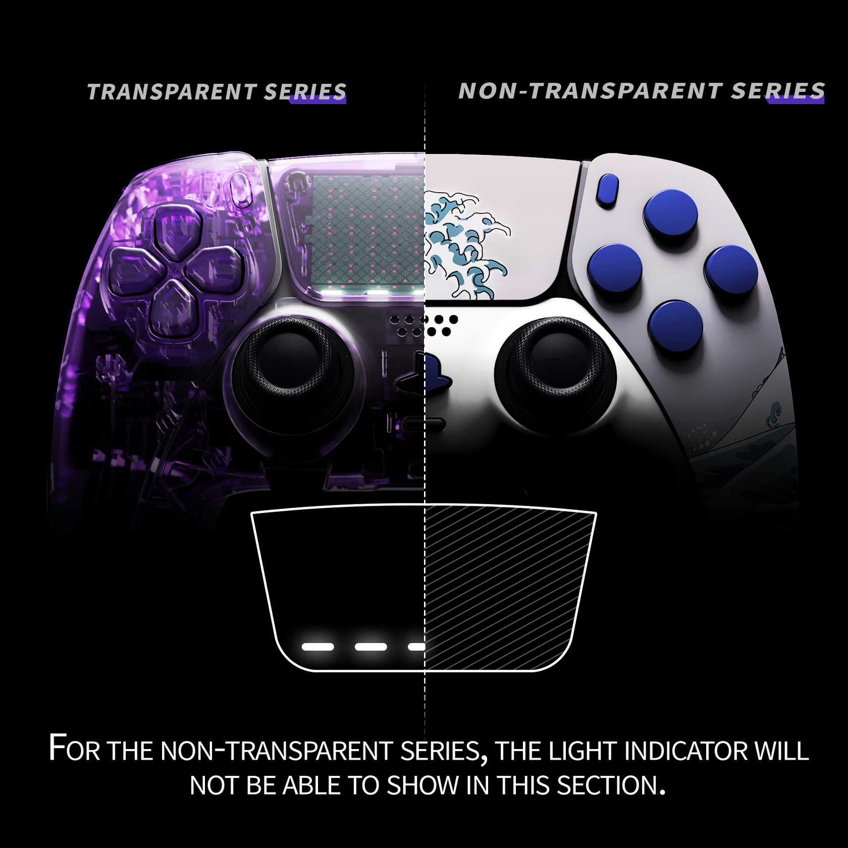 eXtremeRate The Great Wave Full Set Housing Shell with Buttons Touchpad ...