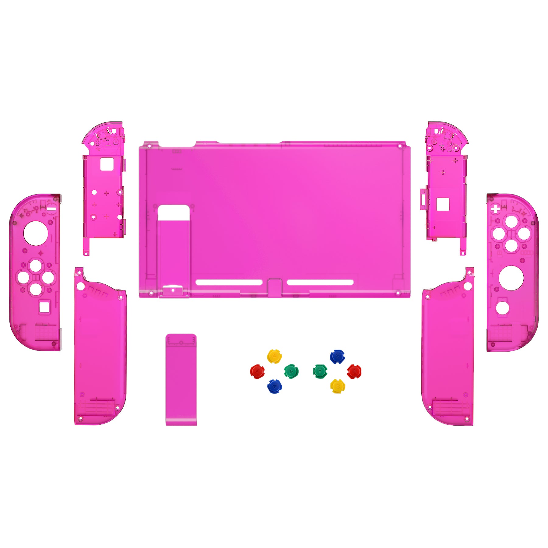 eXtremeRate Replacement Full Set Shells with Buttons for Nintendo Switch -  Clear Candy Pink