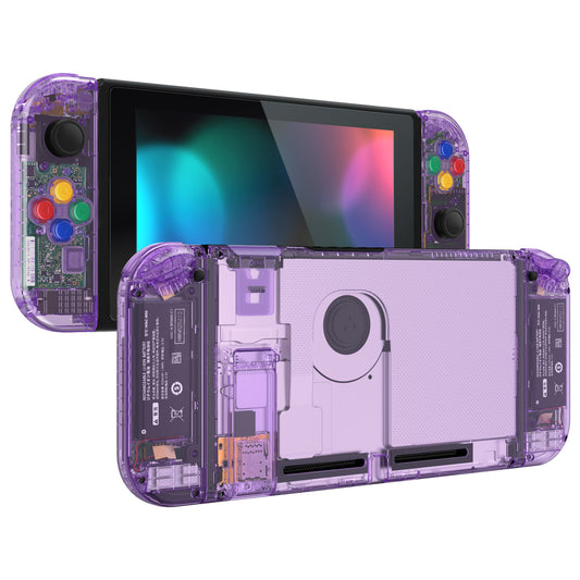 eXtremeRate Replacement Full Set Shells with Buttons for Nintendo Switch - Crystal Clear Atomic Purple eXtremeRate