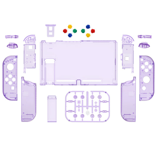 eXtremeRate Replacement Full Set Shells with Buttons for Nintendo Switch - Crystal Clear Atomic Purple eXtremeRate