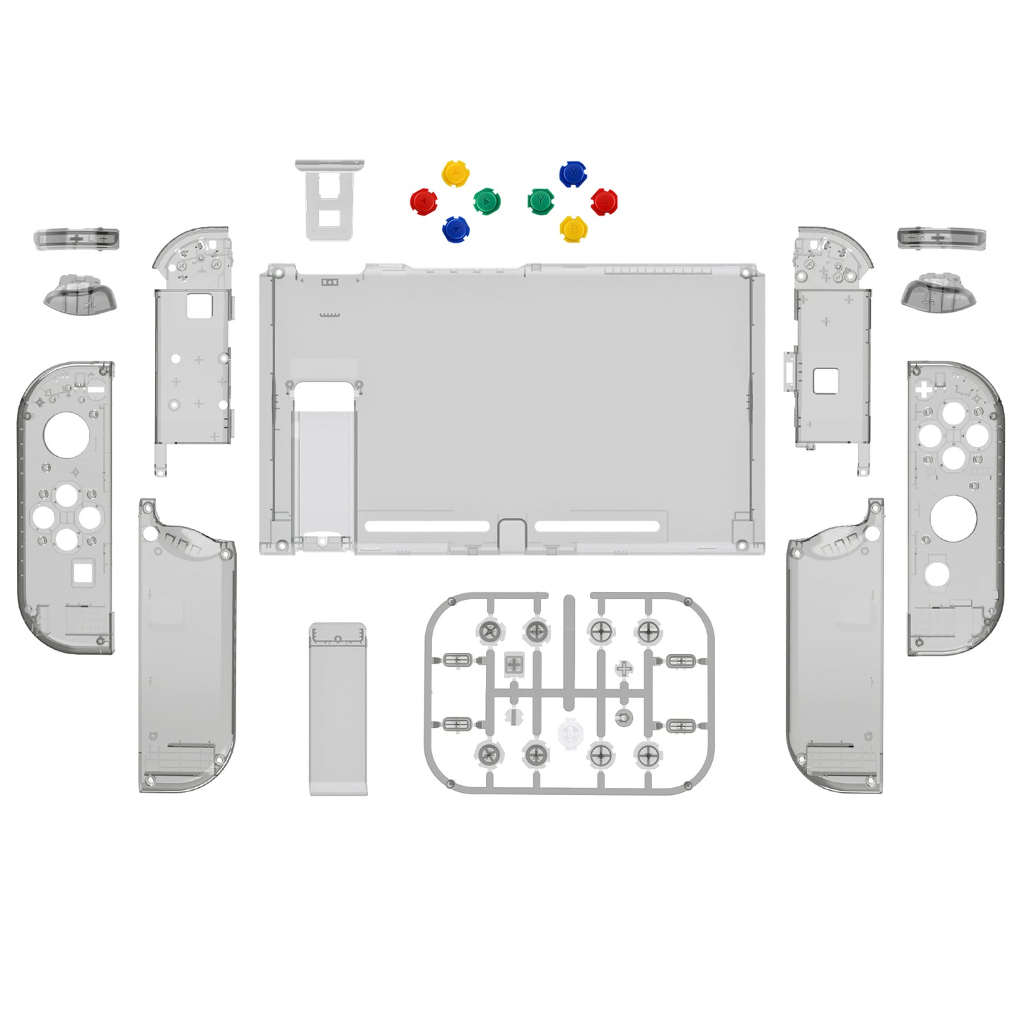 eXtremeRate Replacement Full Set Shells with Buttons for Nintendo Switch - Crystal Clear Black