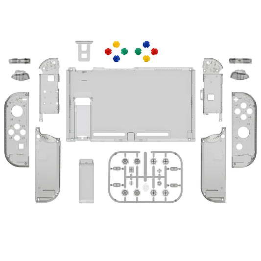 eXtremeRate Replacement Full Set Shells with Buttons for Nintendo Switch - Crystal Clear Black