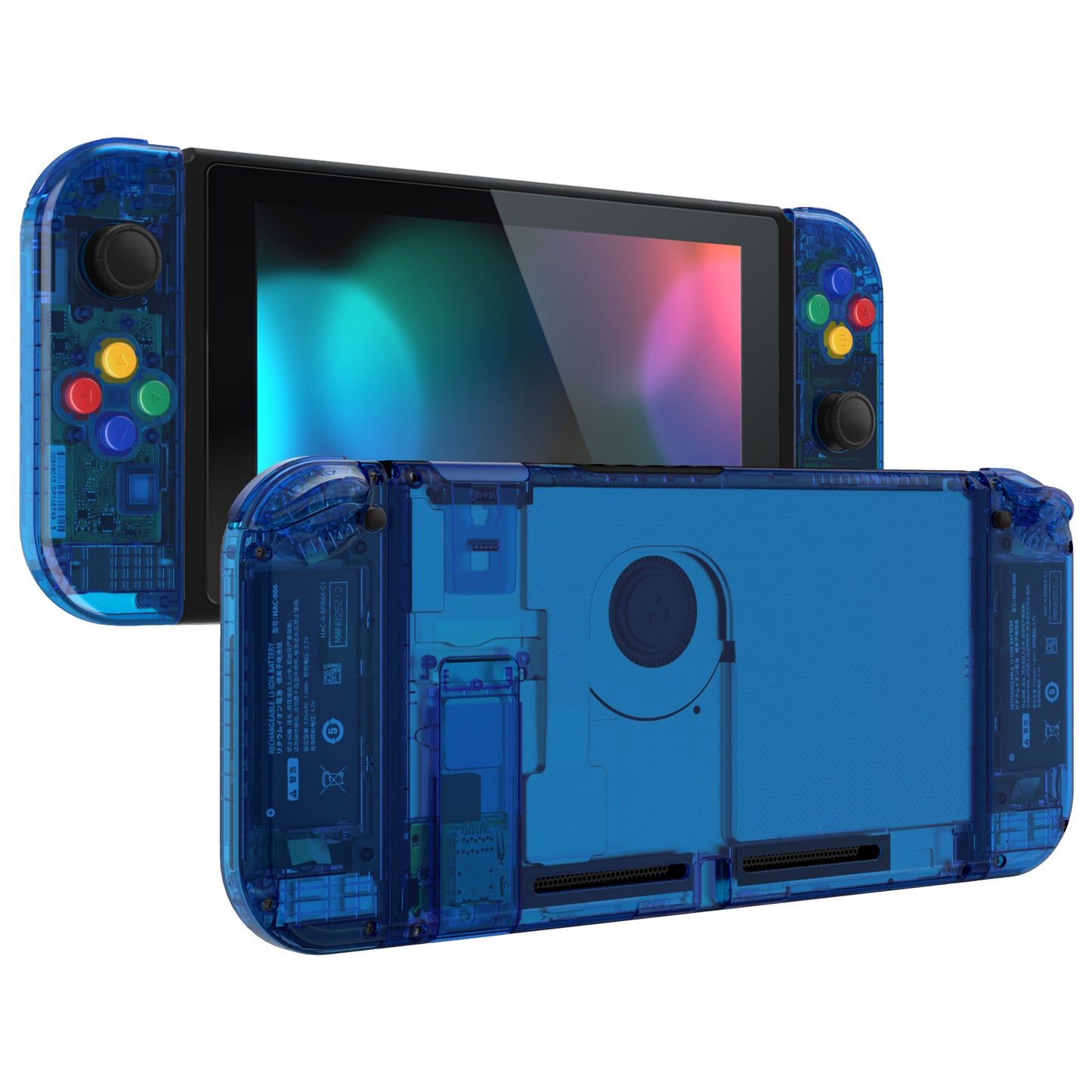 eXtremeRate Replacement Full Set Shells with Buttons for Nintendo Switch - Crystal Clear Blue eXtremeRate