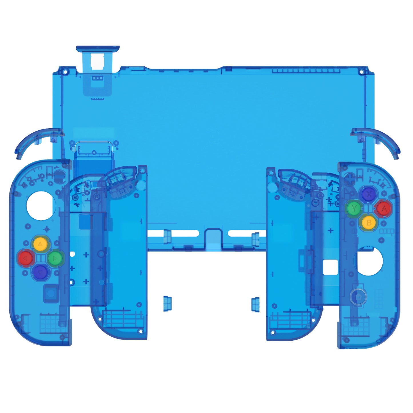 eXtremeRate Replacement Full Set Shells with Buttons for Nintendo Switch - Crystal Clear Blue eXtremeRate