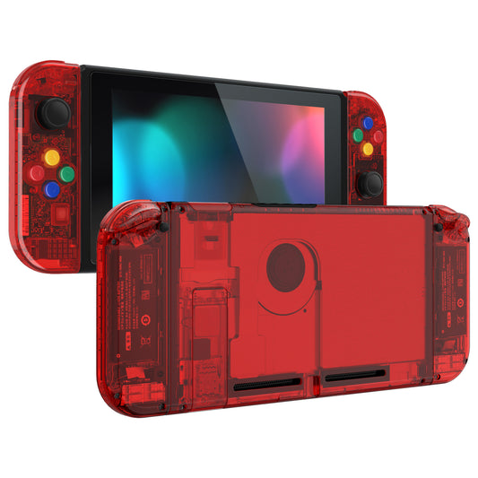 eXtremeRate Replacement Full Set Shells with Buttons for Nintendo Switch - Crystal Clear Red eXtremeRate