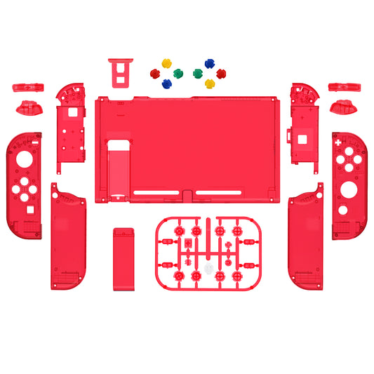 eXtremeRate Replacement Full Set Shells with Buttons for Nintendo Switch - Crystal Clear Red eXtremeRate