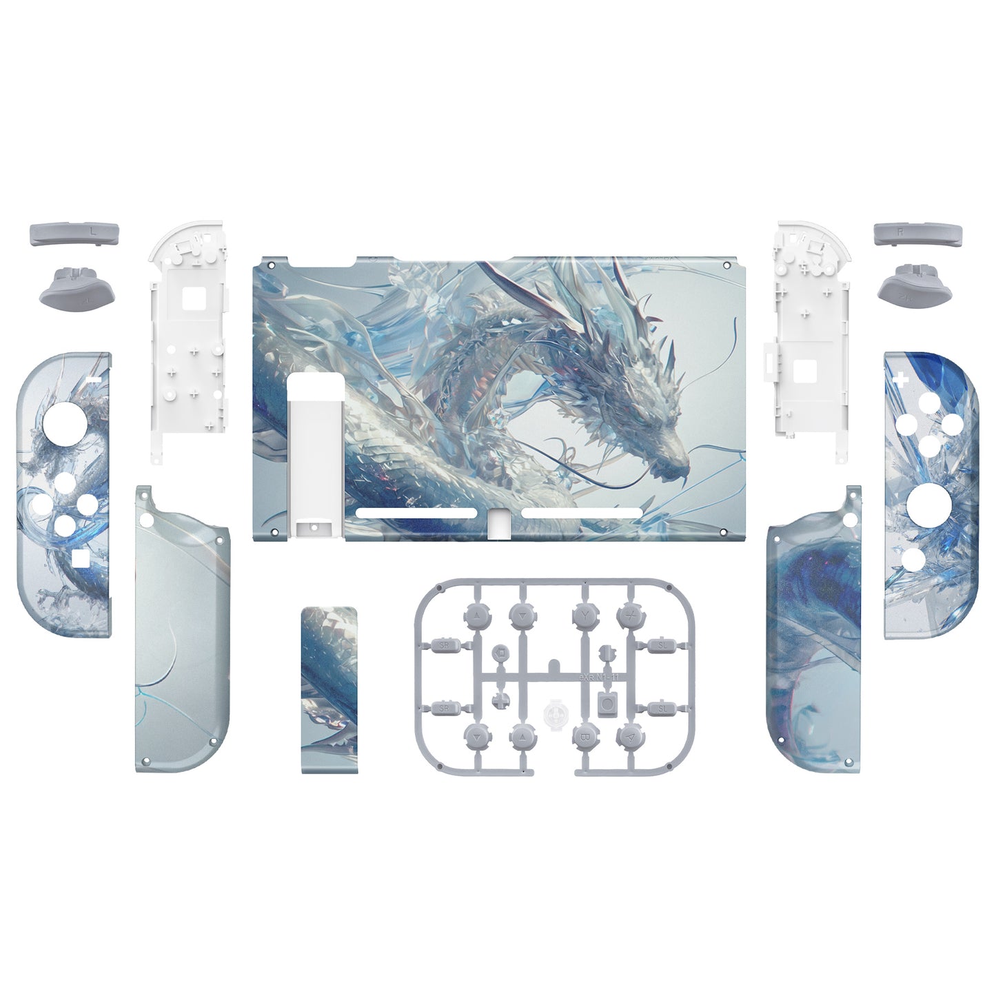 eXtremeRate Replacement Full Set Shells with Buttons for Nintendo Switch - Crystal Dragon