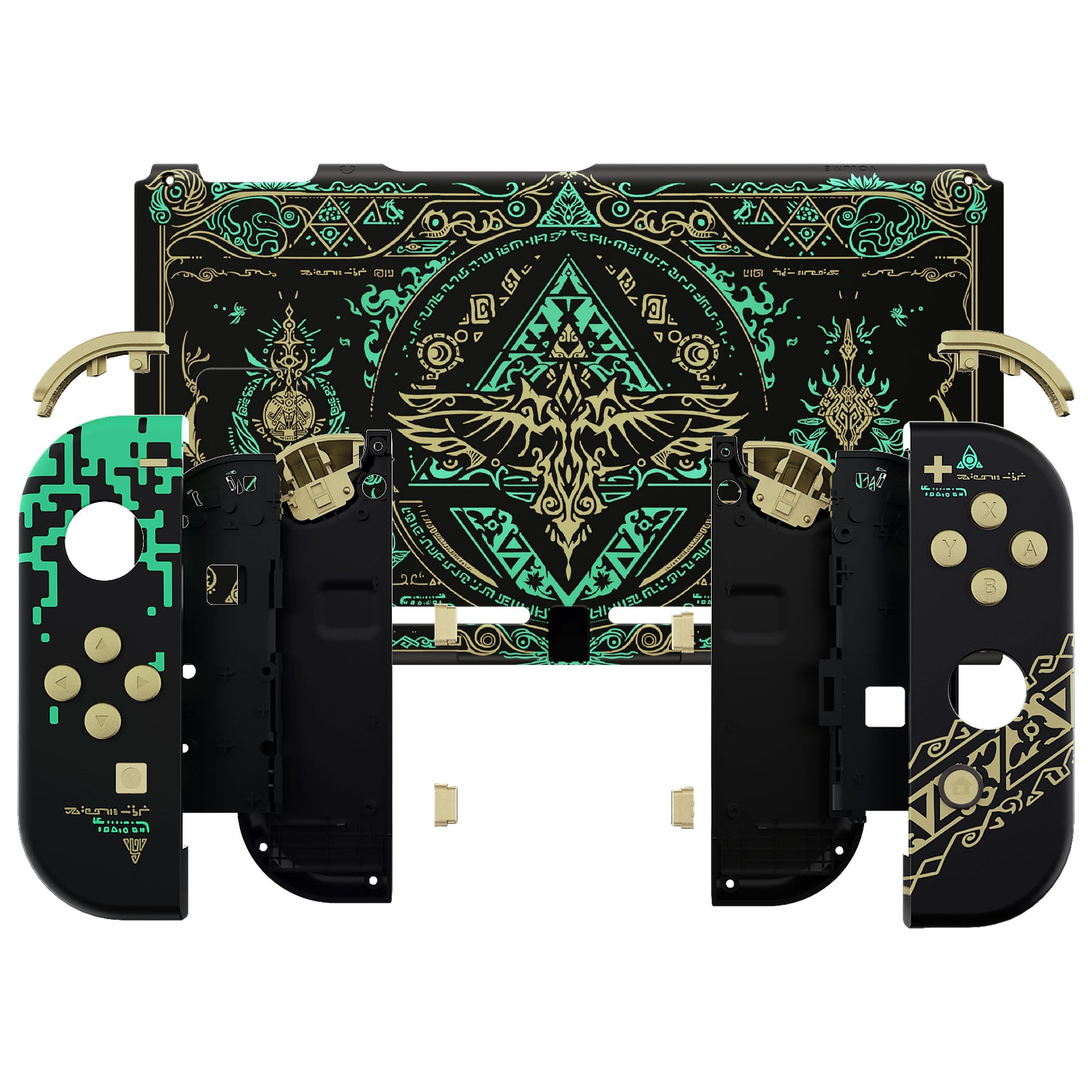 eXtremeRate Replacement Full Set Shells with Buttons for Nintendo Switch -  Glow in Dark - Totem of Kingdom Black
