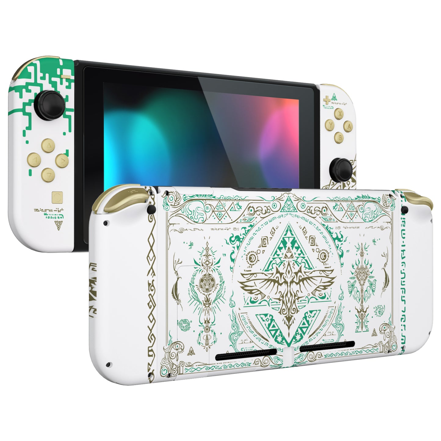eXtremeRate Replacement Full Set Shells with Buttons for Nintendo Switch - Glow in Dark - Totem of Kingdom White eXtremeRate
