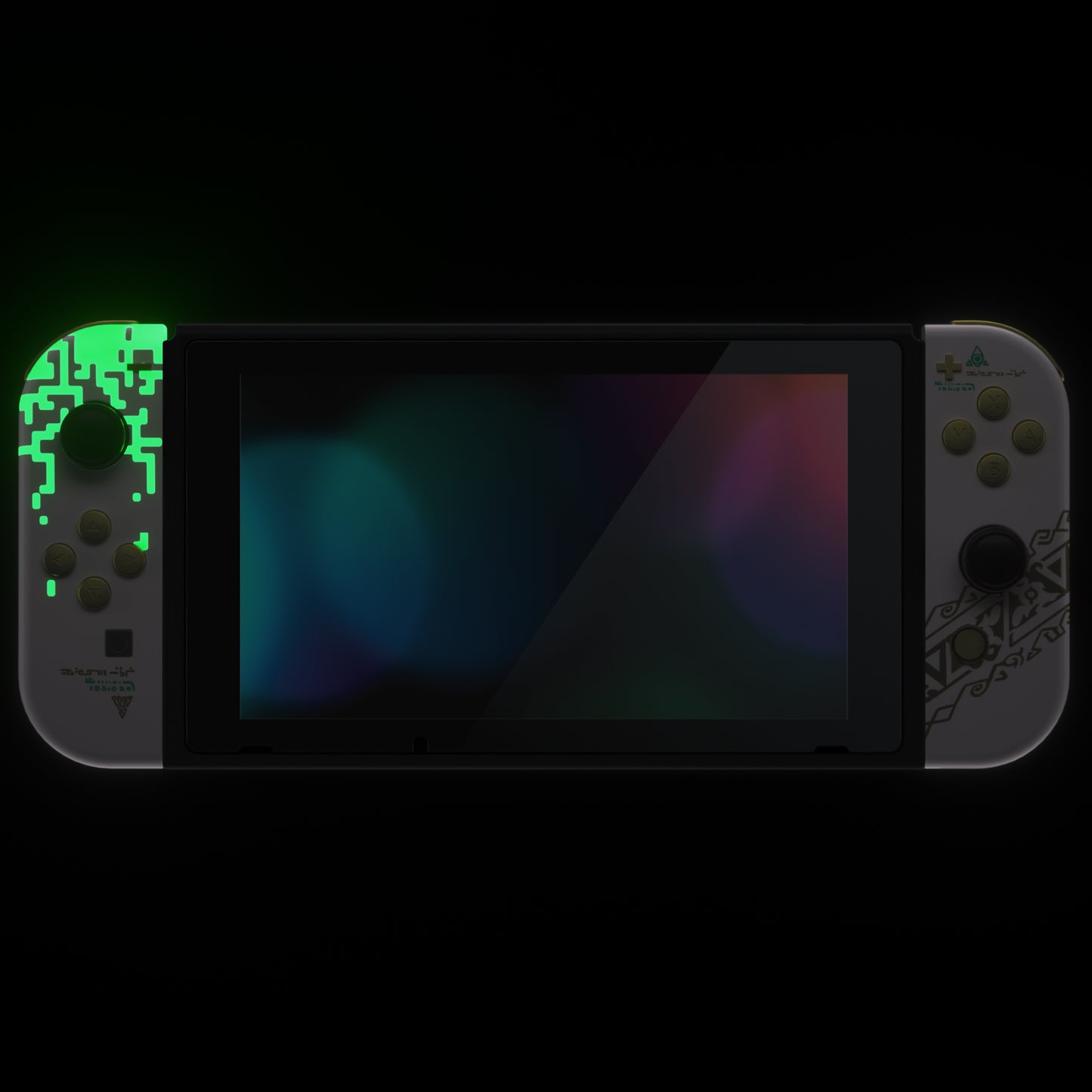 eXtremeRate Replacement Full Set Shells with Buttons for Nintendo Switch - Glow in Dark - Totem of Kingdom White eXtremeRate