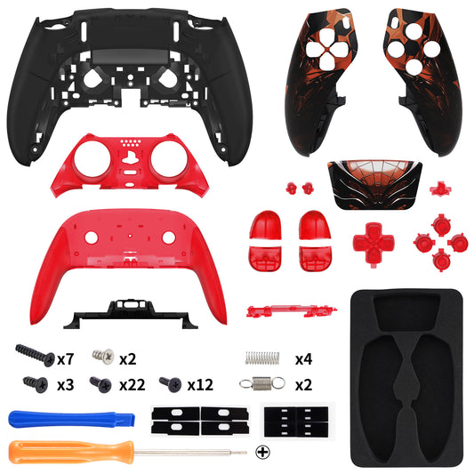 eXtremeRate Replacement Full Set Shells with Buttons Compatible with PS5 Edge Controller - Spider Armor