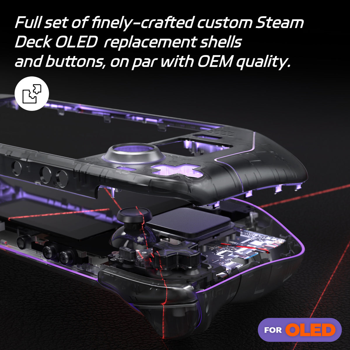 Raplce Steamdeck Shell eXtremeRate Steam Deck OLED Replacement Full Set Shells with Buttons ...