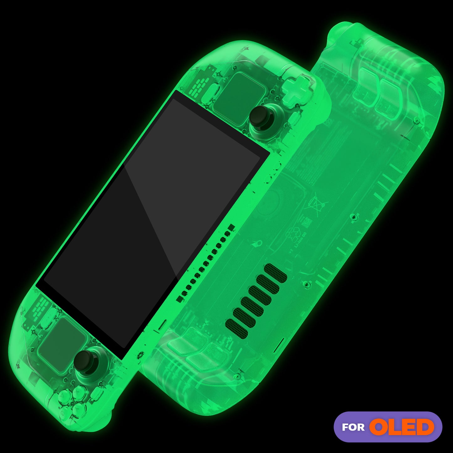 eXtremeRate Replacement Full Set Shell with Buttons for Steam Deck OLED - Glow in Dark - Green