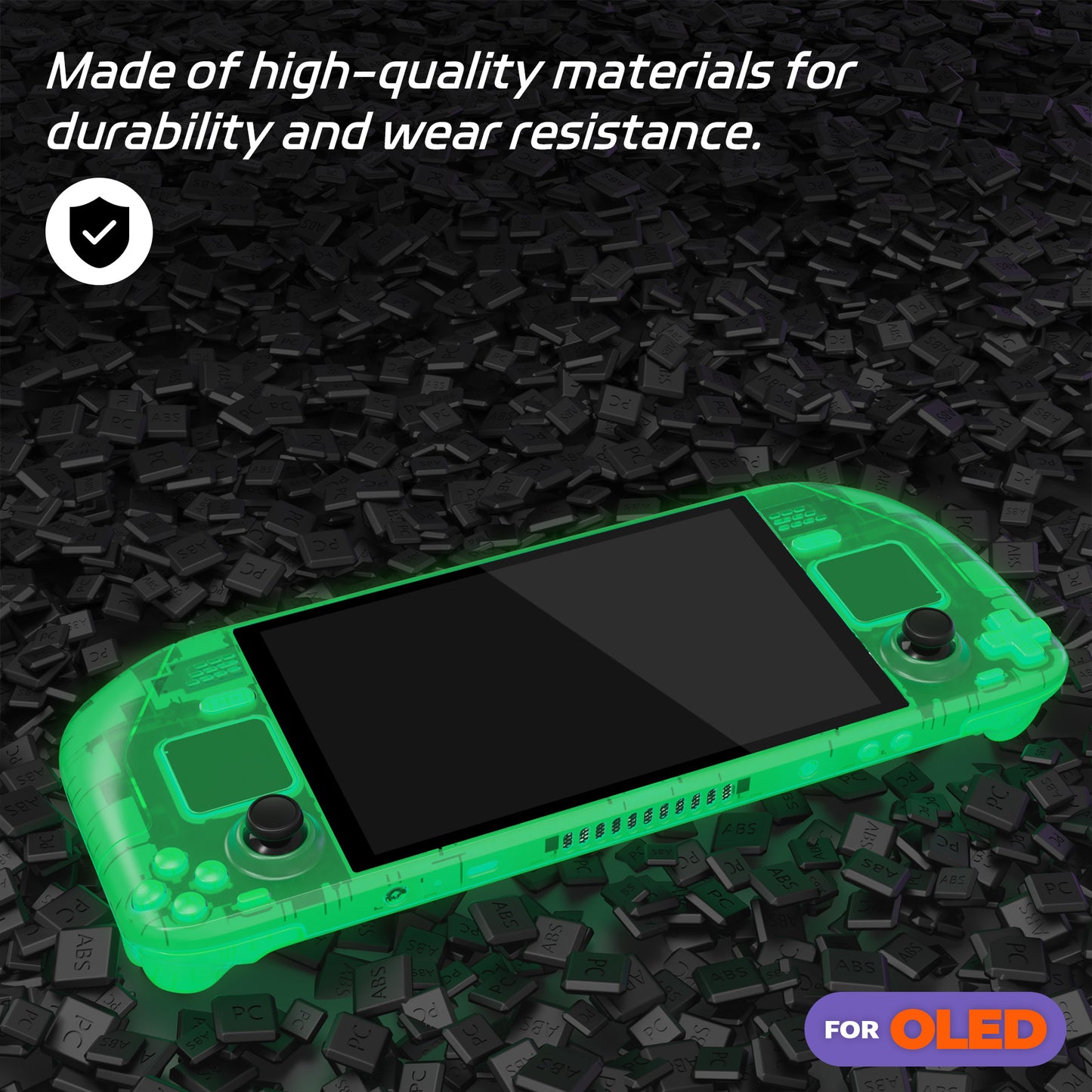 eXtremeRate Replacement Full Set Shell with Buttons for Steam Deck OLED - Glow in Dark - Green