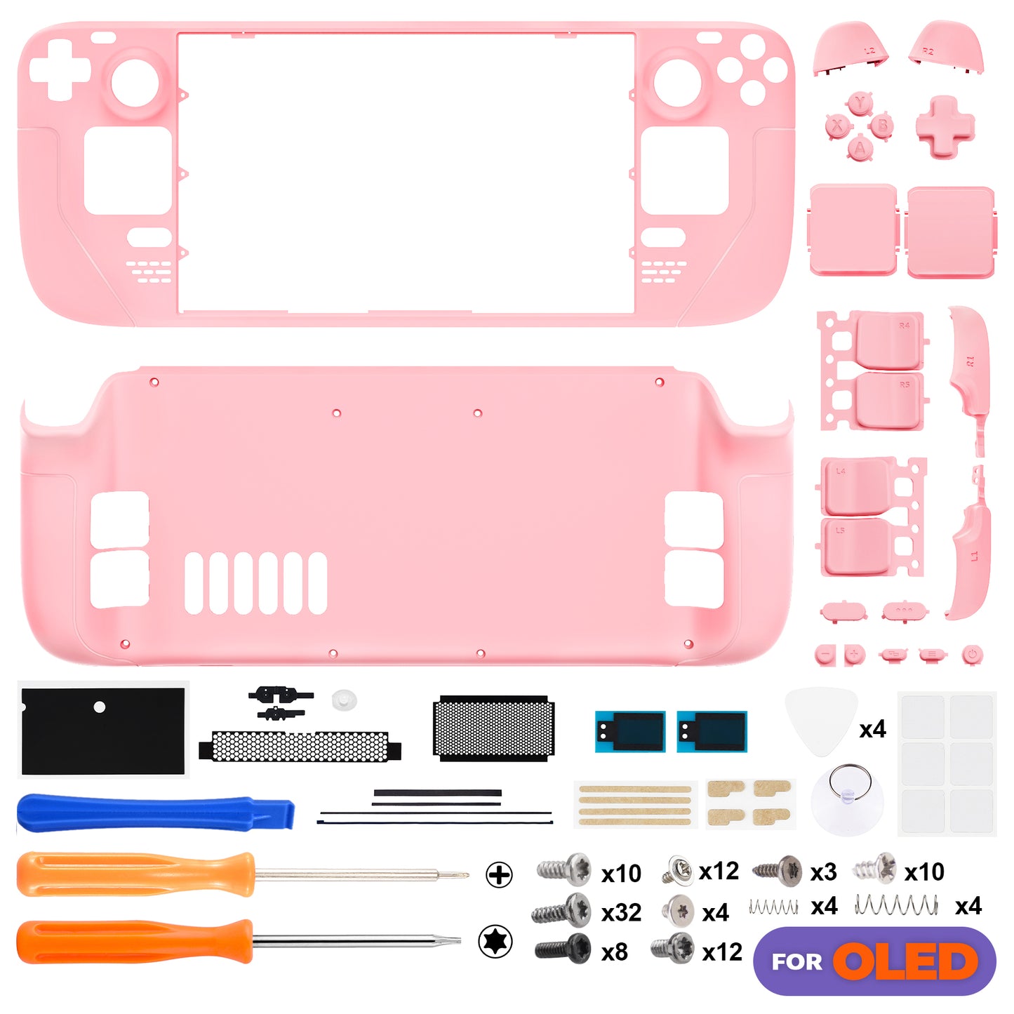 eXtremeRate Replacement Full Set Shell with Buttons for Steam Deck OLED - Pale Red