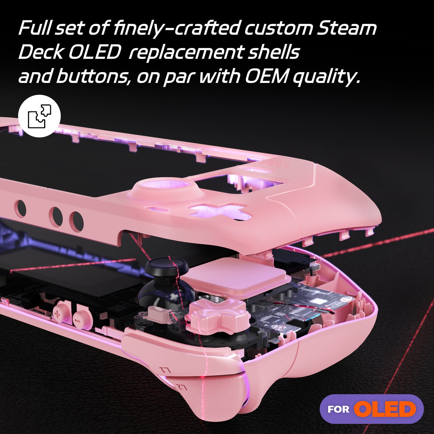 eXtremeRate Replacement Full Set Shell with Buttons for Steam Deck OLED - Pale Red