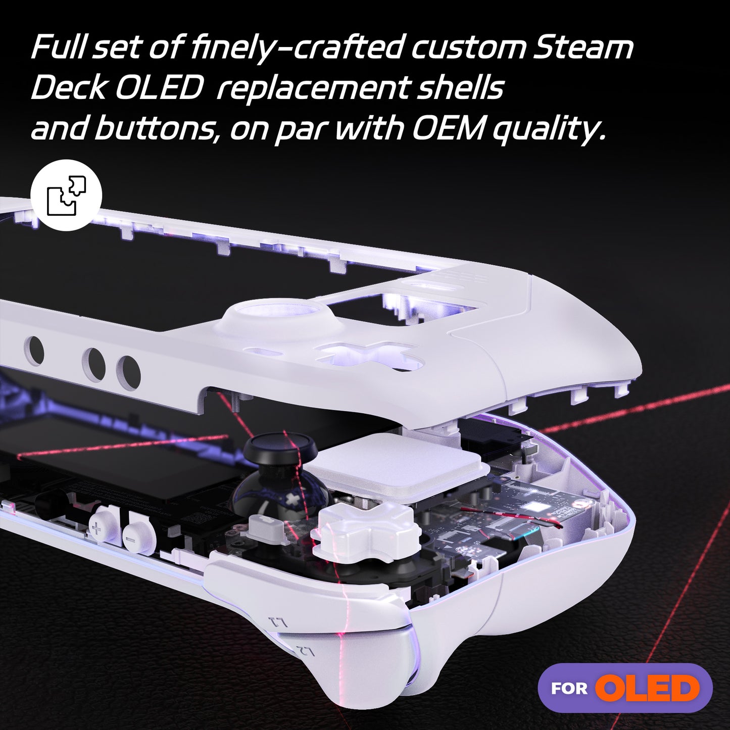 eXtremeRate Replacement Full Set Shell with Buttons for Steam Deck OLED - White