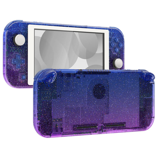 eXtremeRate Replacement Housing Shell for with Screen Protector for Nintendo Switch Lite - Glitter Gradient Translucent Bluebell eXtremeRate