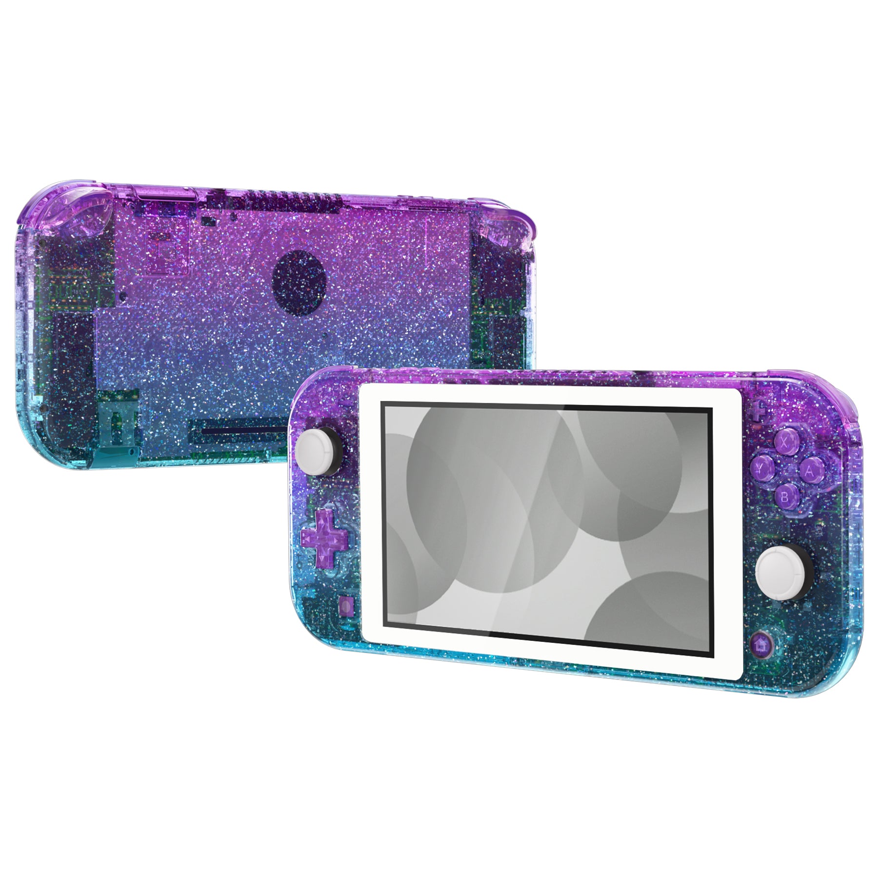 eXtremeRate Replacement Housing Shell for with Screen Protector for  Nintendo Switch Lite - Glitter Gradient Translucent Bluebell & Blue