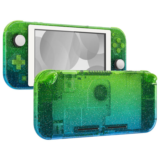 eXtremeRate Replacement Housing Shell for with Screen Protector for Nintendo Switch Lite - Glitter Gradient Translucent Green Blue eXtremeRate