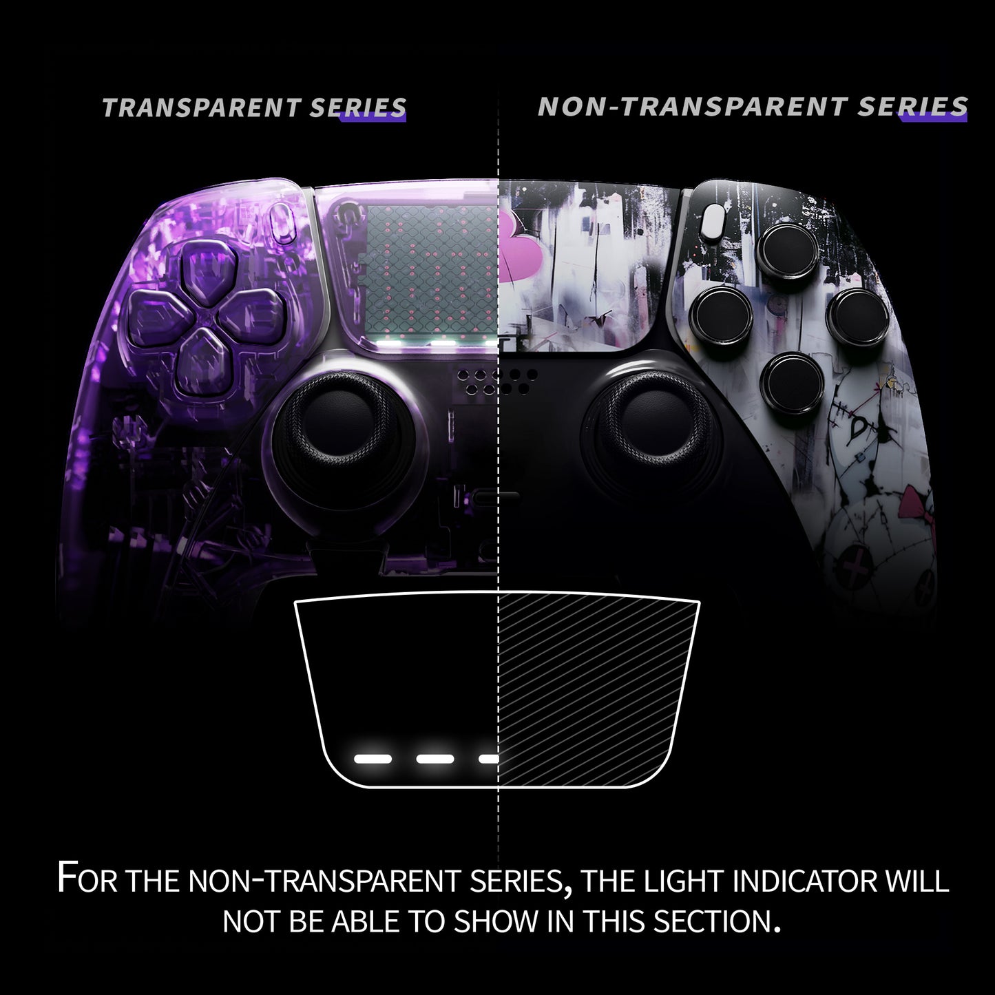 eXtremeRate Replacement Left Right Front Housing Shell with Touchpad Compatible with PS5 Edge Controller - Lovely Punky Bunny