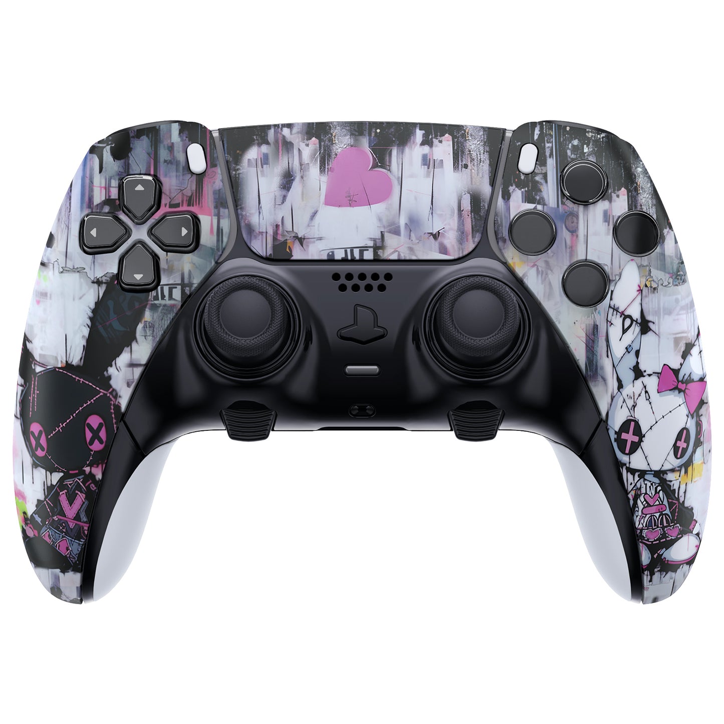 eXtremeRate Replacement Left Right Front Housing Shell with Touchpad Compatible with PS5 Edge Controller - Lovely Punky Bunny