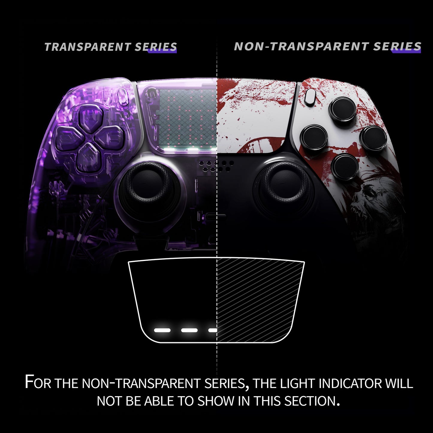 eXtremeRate Replacement Left Right Front Housing Shell with Touchpad Compatible with PS5 Edge Controller - Blood Zombie