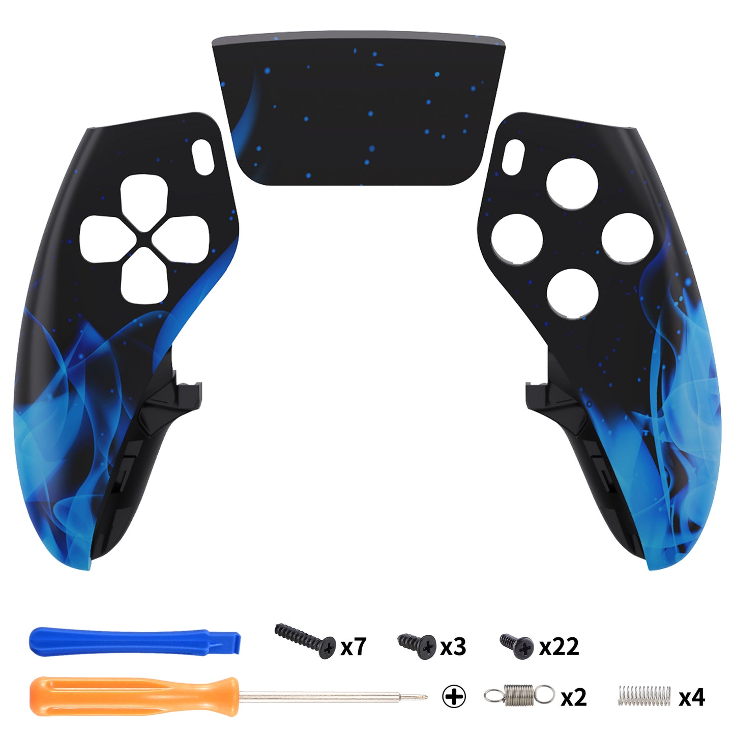 eXtremeRate Replacement Left Right Front Housing Shell with Touchpad Compatible with PS5 Edge Controller - Blue Flame