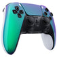 eXtremeRate Replacement Left Right Front Housing Shell with Touchpad Compatible with PS5 Edge Controller - Chameleon Green Purple