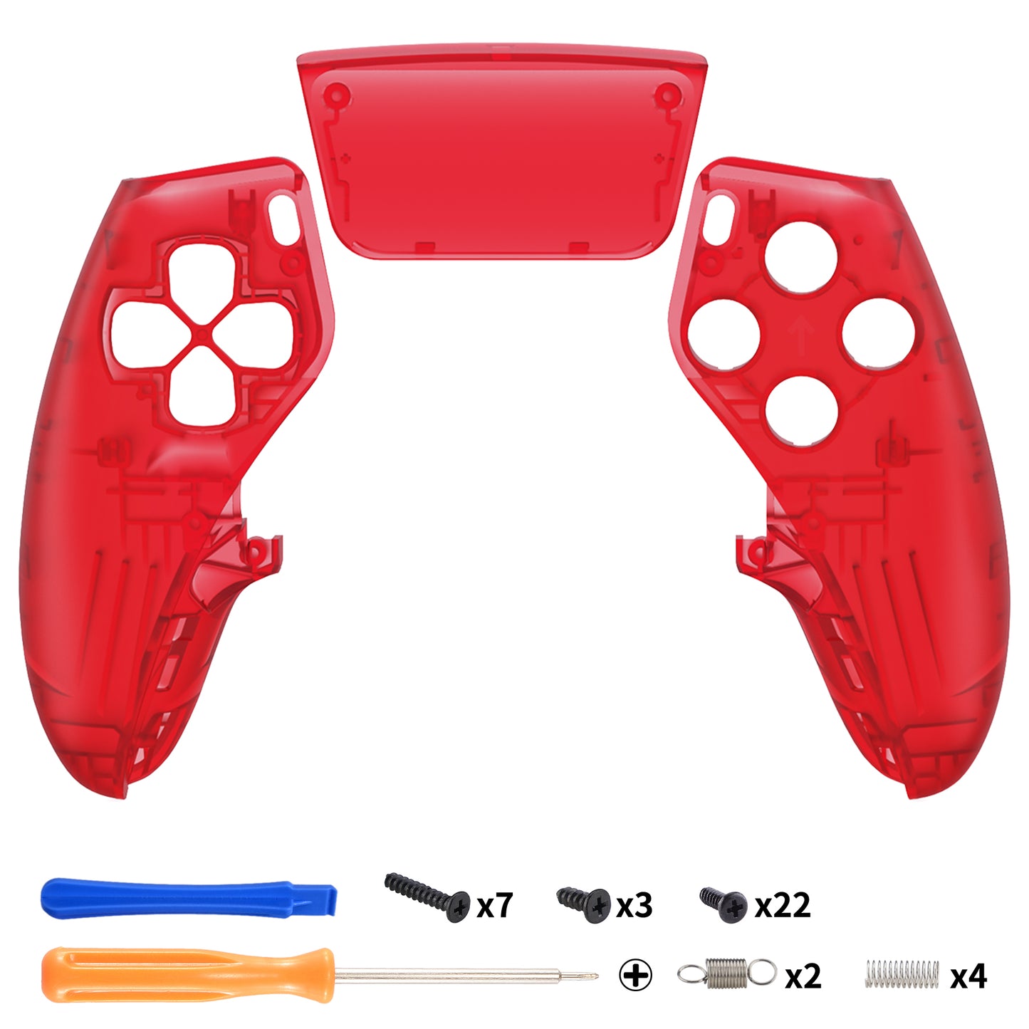 eXtremeRate Replacement Left Right Front Housing Shell with Touchpad Compatible with PS5 Edge Controller - Clear Red