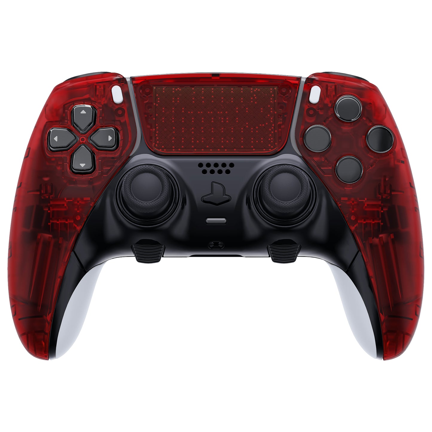 eXtremeRate Replacement Left Right Front Housing Shell with Touchpad Compatible with PS5 Edge Controller - Clear Red