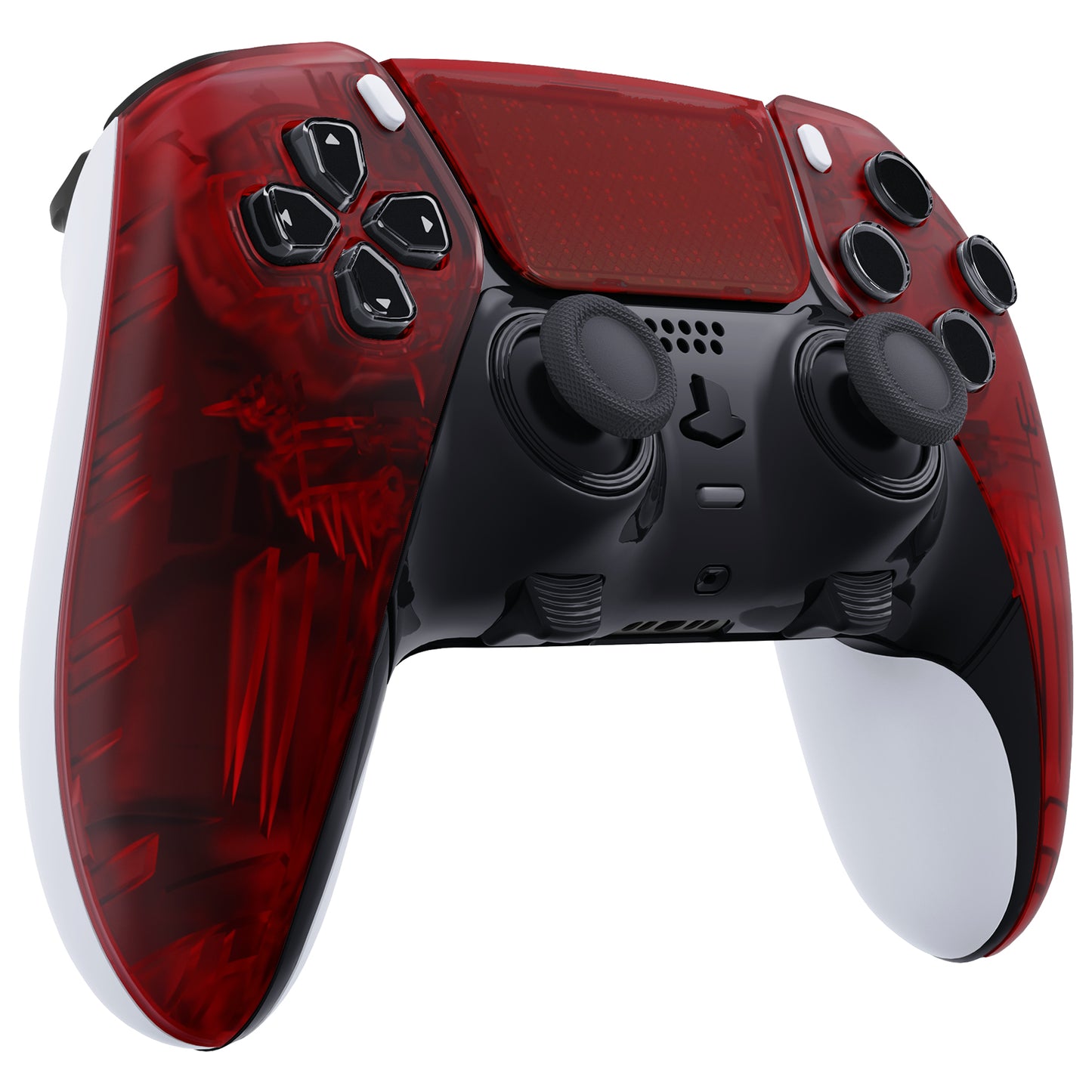 eXtremeRate Replacement Left Right Front Housing Shell with Touchpad Compatible with PS5 Edge Controller - Clear Red