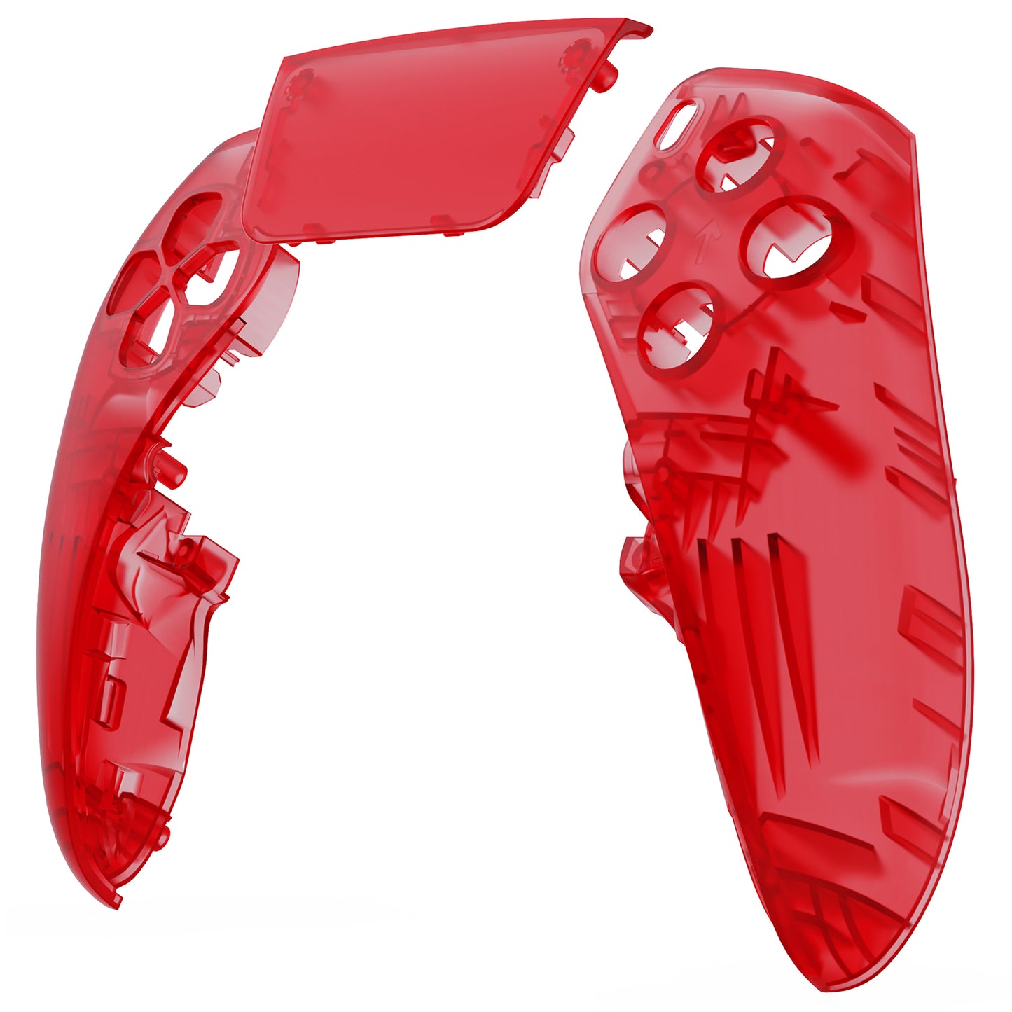 eXtremeRate Replacement Left Right Front Housing Shell with Touchpad Compatible with PS5 Edge Controller - Clear Red