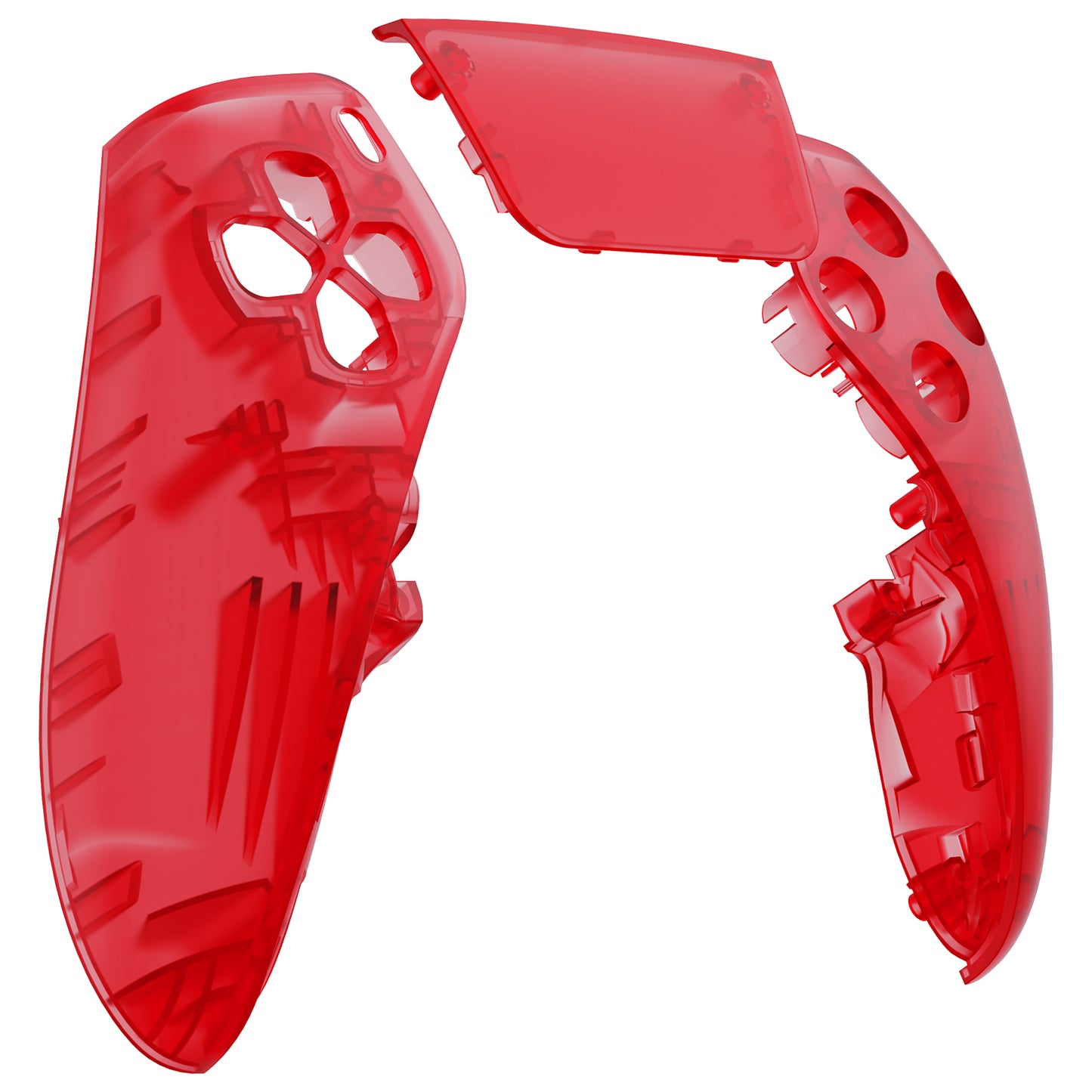 eXtremeRate Replacement Left Right Front Housing Shell with Touchpad Compatible with PS5 Edge Controller - Clear Red