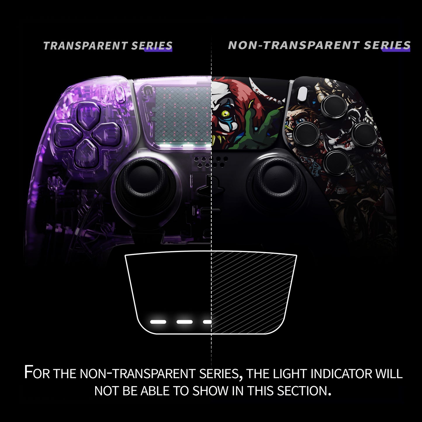 eXtremeRate Replacement Left Right Front Housing Shell with Touchpad Compatible with PS5 Edge Controller - Scary Party