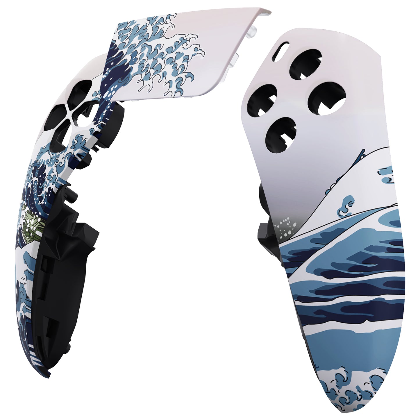 eXtremeRate Replacement Left Right Front Housing Shell with Touchpad Compatible with PS5 Edge Controller - The Great Wave eXtremeRate