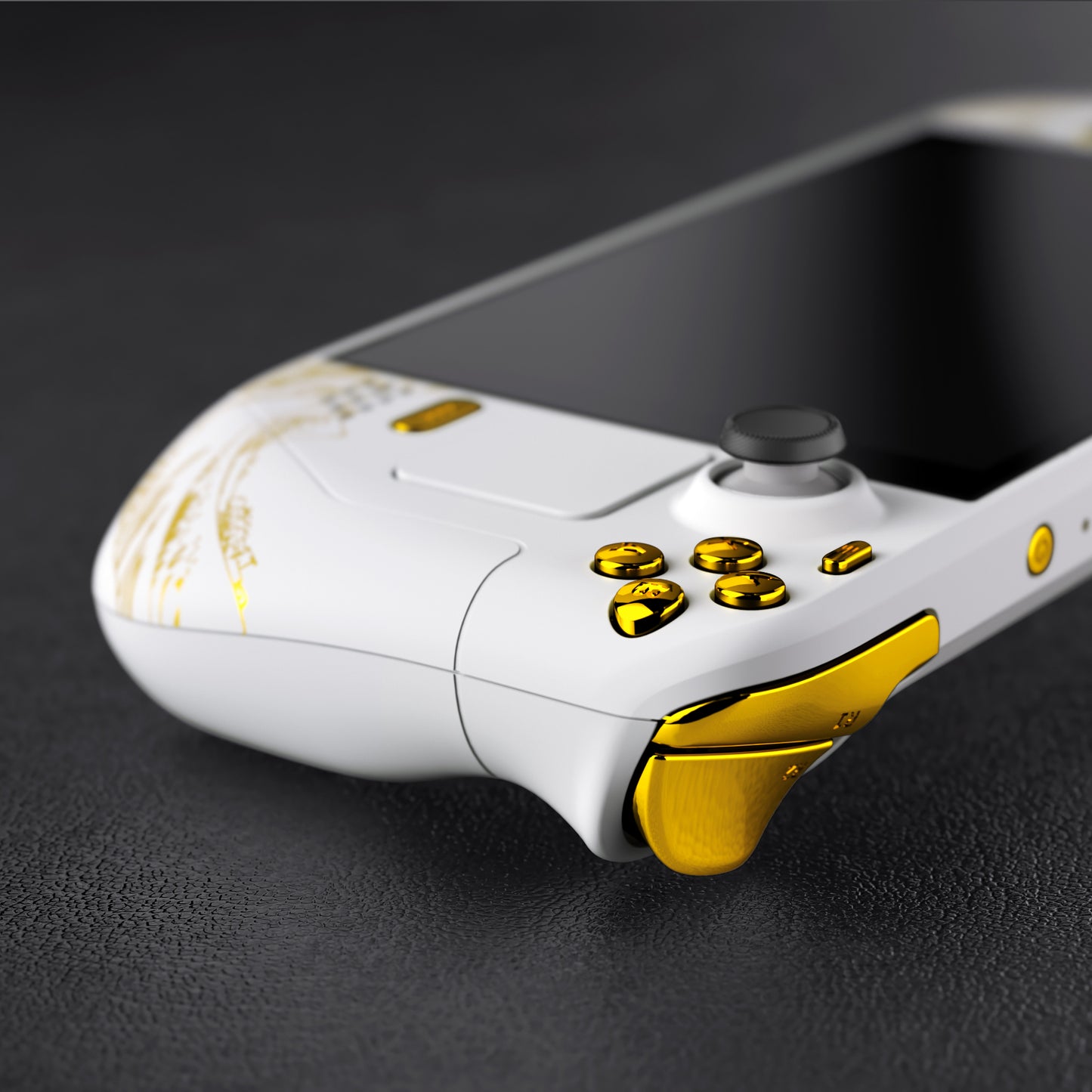 eXtremeRate Custom Full Set Shell with Buttons for Steam Deck LCD - The Great GOLDEN Wave Off Kanagawa - White