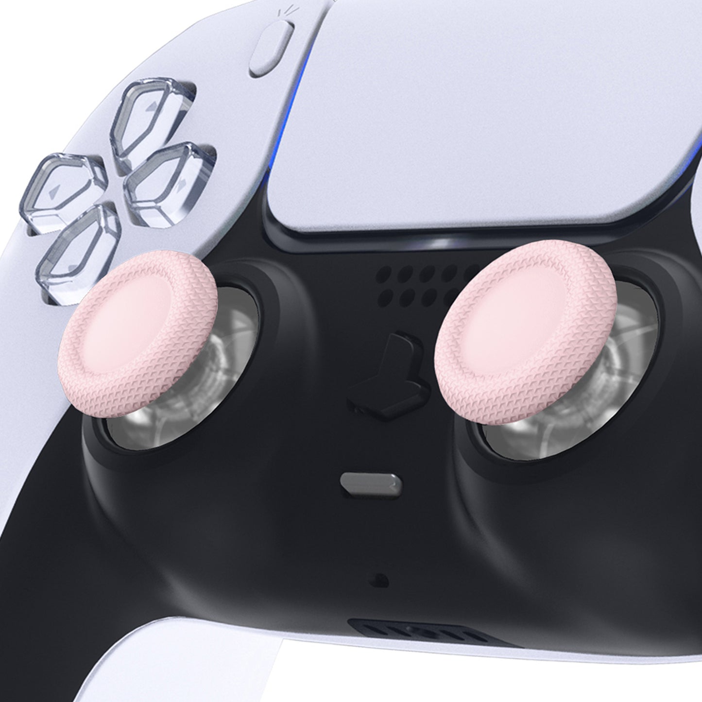 eXtremeRate Replacement Thumbsticks Analog Stick Joystick Compatible with PS5 & PS4 All Model Controller - Clear & Cherry Blossoms Pink